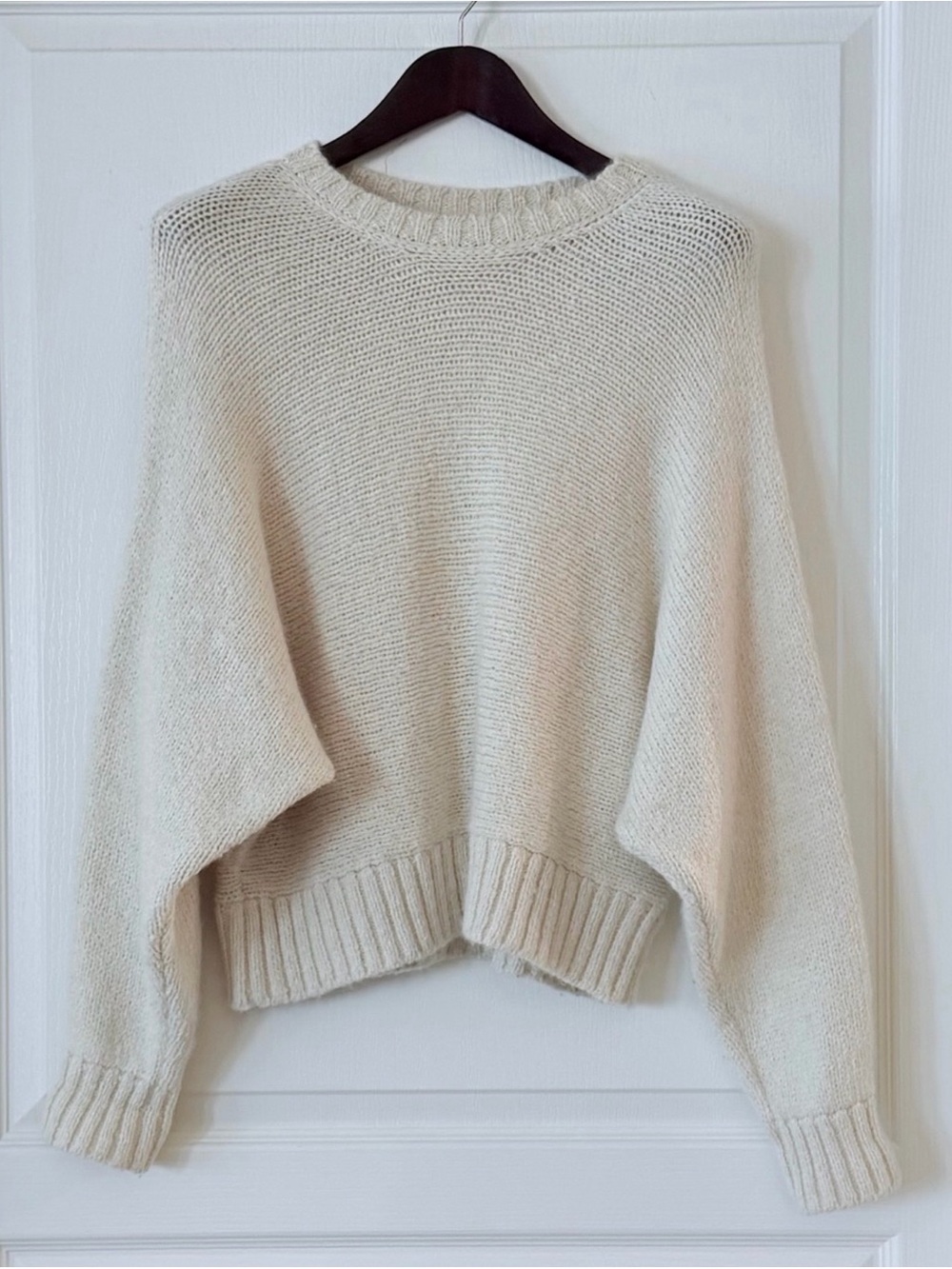 Babaton 100% Alpaca Cream Crewneck Oversized Knit Sweater